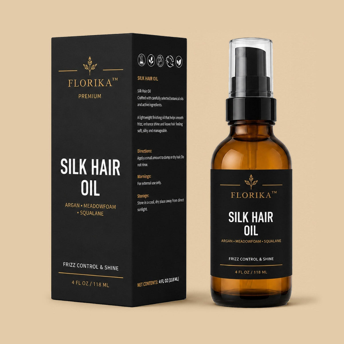 Florika Silk Hair Oil — bottle and box